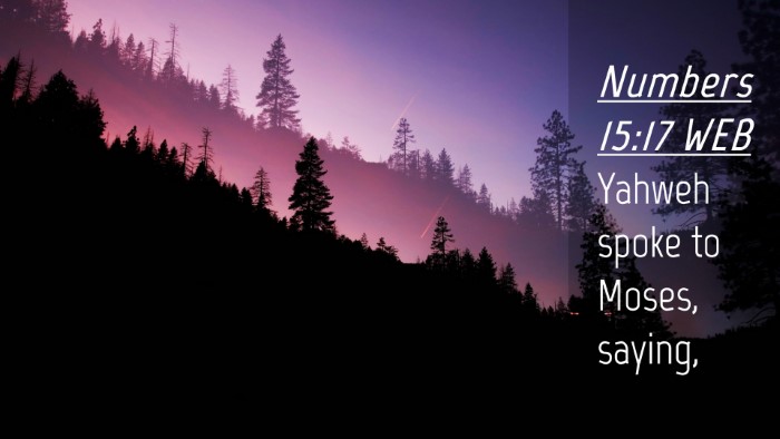 Picture 04 - Numbers 15:17 WEB Desktop Wallpaper - Yahweh spoke to Moses, - Desktop Bible Verse Wallpaper