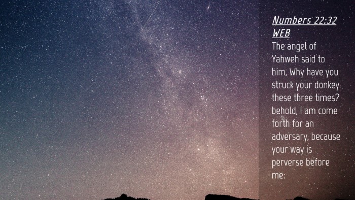 Picture 04 - Numbers 22:32 WEB Desktop Wallpaper - The angel of Yahweh said to him, Why have you - Desktop Bible Verse Wallpaper