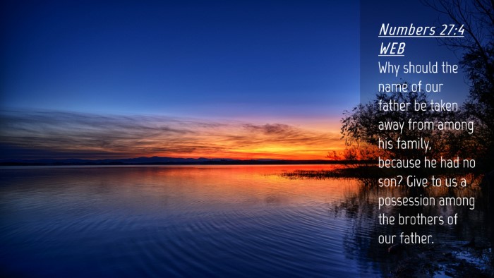 Picture 04 - Numbers 27:4 WEB Desktop Wallpaper - Why should the name of our father be taken away - Desktop Bible Verse Wallpaper