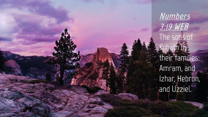 Picture 04 - Numbers 3:19 WEB Desktop Wallpaper - The sons of Kohath by their families: Amram, and - Desktop Bible Verse Wallpaper