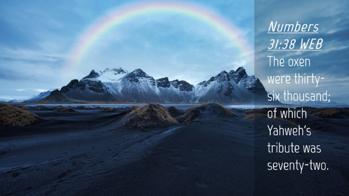 Picture 04 - Numbers 31:38 WEB Desktop Wallpaper - The oxen were thirty-six thousand; of which - Desktop Bible Verse Wallpaper