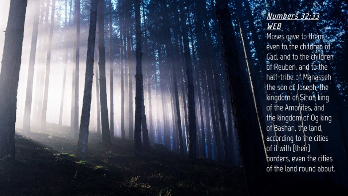 Picture 04 - Numbers 32:33 WEB Desktop Wallpaper - Moses gave to them, even to the children of Gad, - Desktop Bible Verse Wallpaper