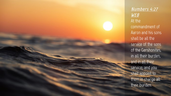 Picture 04 - Numbers 4:27 WEB Desktop Wallpaper - At the commandment of Aaron and his sons shall be - Desktop Bible Verse Wallpaper