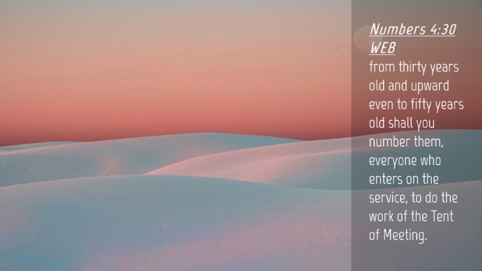 Picture 04 - Numbers 4:30 WEB Desktop Wallpaper - from thirty years old and upward even to fifty - Desktop Bible Verse Wallpaper