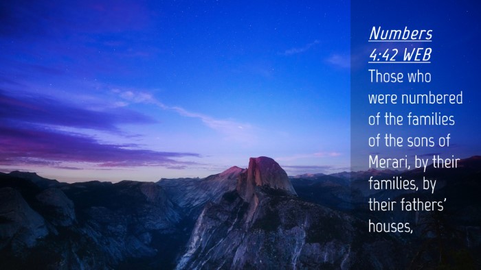 Picture 04 - Numbers 4:42 WEB Desktop Wallpaper - Those who were numbered of the families of the - Desktop Bible Verse Wallpaper