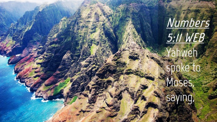 Picture 04 - Numbers 5:11 WEB Desktop Wallpaper - Yahweh spoke to Moses, - Desktop Bible Verse Wallpaper