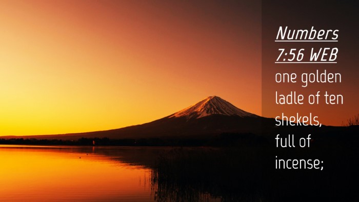 Picture 04 - Numbers 7:56 WEB Desktop Wallpaper - one golden ladle of ten shekels, full of - Desktop Bible Verse Wallpaper