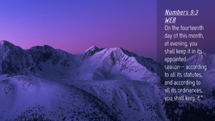 Picture 04 - Numbers 9:3 WEB Desktop Wallpaper - On the fourteenth day of this month, at evening, - Desktop Bible Verse Wallpaper