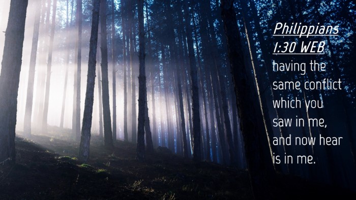 Picture 04 - Philippians 1:30 WEB Desktop Wallpaper - having the same conflict which you saw in me, and - Desktop Bible Verse Wallpaper
