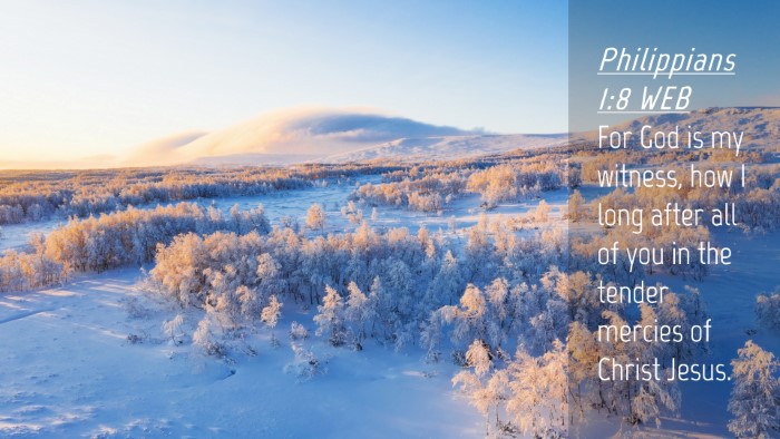 Picture 04 - Philippians 1:8 WEB Desktop Wallpaper - For God is my witness, how I long after all of - Desktop Bible Verse Wallpaper
