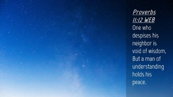 Picture 04 - Proverbs 11:12 WEB Desktop Wallpaper - One who despises his neighbor is void of wisdom, - Desktop Bible Verse Wallpaper