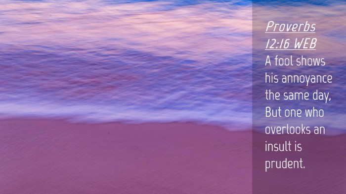 Picture 04 - Proverbs 12:16 WEB Desktop Wallpaper - A fool shows his annoyance the same day, But one - Desktop Bible Verse Wallpaper