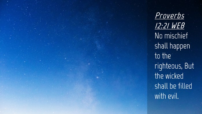 Picture 04 - Proverbs 12:21 WEB Desktop Wallpaper - No mischief shall happen to the righteous, But - Desktop Bible Verse Wallpaper