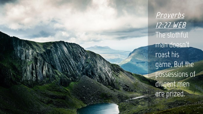 Picture 04 - Proverbs 12:27 WEB Desktop Wallpaper - The slothful man doesn't roast his game, But the - Desktop Bible Verse Wallpaper