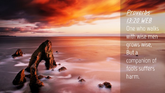 Picture 04 - Proverbs 13:20 WEB Desktop Wallpaper - One who walks with wise men grows wise, But a - Desktop Bible Verse Wallpaper