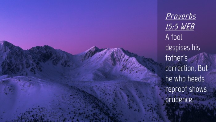 Picture 04 - Proverbs 15:5 WEB Desktop Wallpaper - A fool despises his father's correction, But he - Desktop Bible Verse Wallpaper