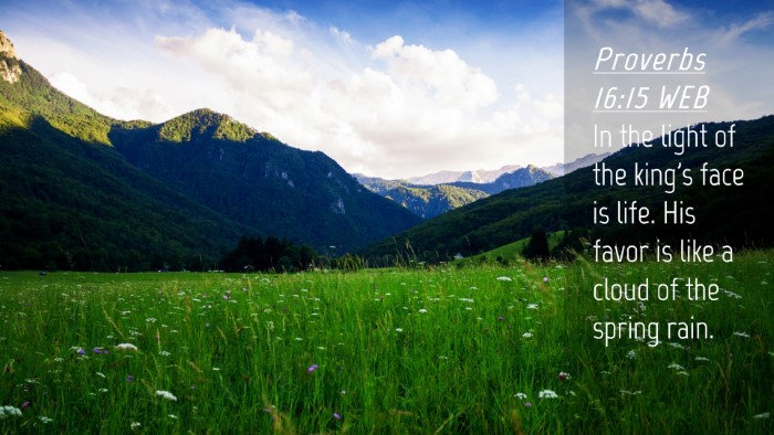 Picture 04 - Proverbs 16:15 WEB Desktop Wallpaper - In the light of the king's face is life. His - Desktop Bible Verse Wallpaper