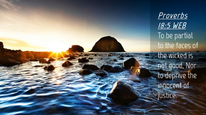 Picture 04 - Proverbs 18:5 WEB Desktop Wallpaper - To be partial to the faces of the wicked is not - Desktop Bible Verse Wallpaper