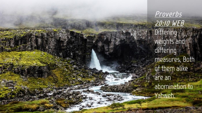 Picture 04 - Proverbs 20:10 WEB Desktop Wallpaper - Differing weights and differing measures, Both of - Desktop Bible Verse Wallpaper