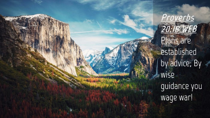 Picture 04 - Proverbs 20:18 WEB Desktop Wallpaper - Plans are established by advice; By wise guidance - Desktop Bible Verse Wallpaper