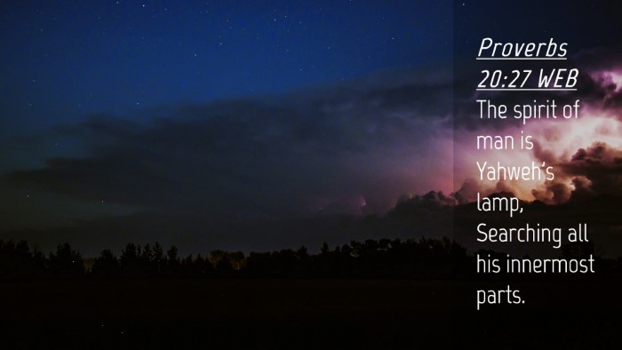 Picture 04 - Proverbs 20:27 WEB Desktop Wallpaper - The spirit of man is Yahweh's lamp, Searching all - Desktop Bible Verse Wallpaper