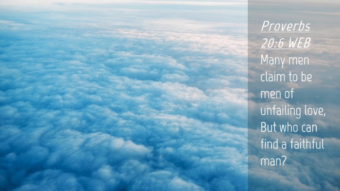 Picture 04 - Proverbs 20:6 WEB Desktop Wallpaper - Many men claim to be men of unfailing love, But - Desktop Bible Verse Wallpaper