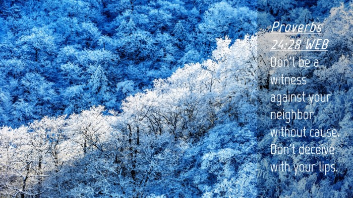 Picture 04 - Proverbs 24:28 WEB Desktop Wallpaper - Don't be a witness against your neighbor without - Desktop Bible Verse Wallpaper