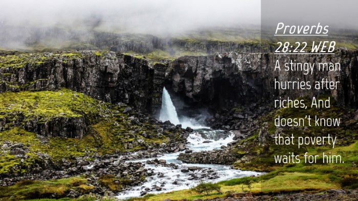 Picture 04 - Proverbs 28:22 WEB Desktop Wallpaper - A stingy man hurries after riches, And doesn't - Desktop Bible Verse Wallpaper