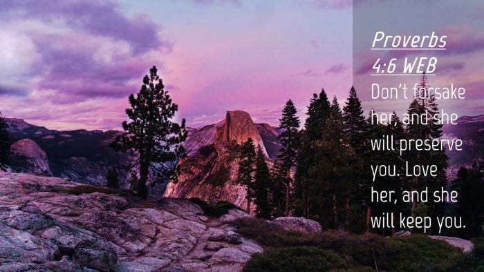 Picture 04 - Proverbs 4:6 WEB Desktop Wallpaper - Don't forsake her, and she will preserve you. - Desktop Bible Verse Wallpaper