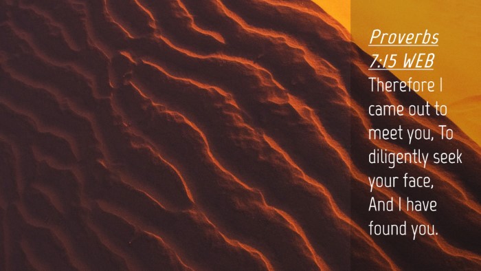 Picture 04 - Proverbs 7:15 WEB Desktop Wallpaper - Therefore I came out to meet you, To diligently - Desktop Bible Verse Wallpaper