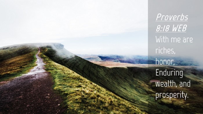 Picture 04 - Proverbs 8:18 WEB Desktop Wallpaper - With me are riches, honor, Enduring wealth, and - Desktop Bible Verse Wallpaper