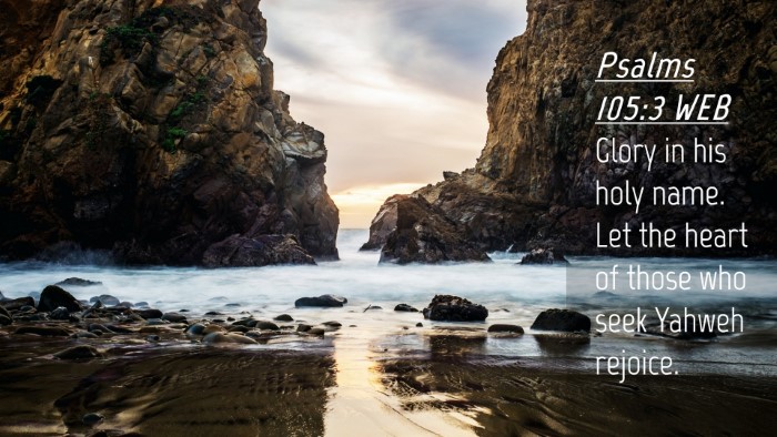 Picture 04 - Psalms 105:3 WEB Desktop Wallpaper - Glory in his holy name. Let the heart of those - Desktop Bible Verse Wallpaper