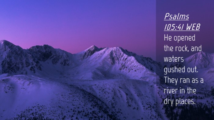Picture 04 - Psalms 105:41 WEB Desktop Wallpaper - He opened the rock, and waters gushed out. They - Desktop Bible Verse Wallpaper