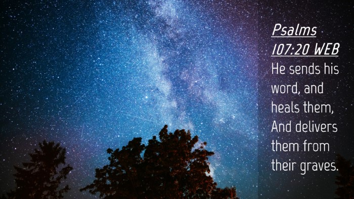 Picture 04 - Psalms 107:20 WEB Desktop Wallpaper - He sends his word, and heals them, And delivers - Desktop Bible Verse Wallpaper