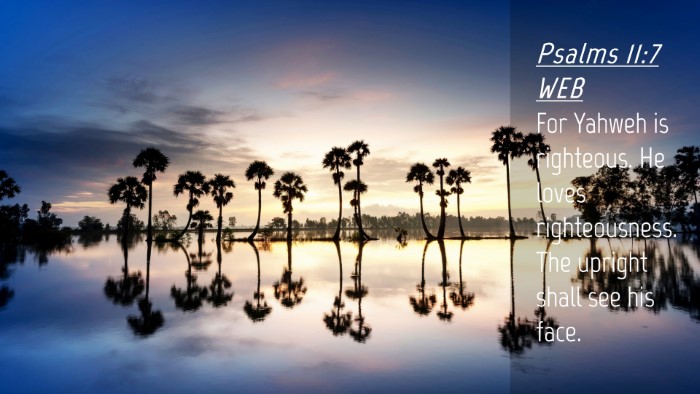 Picture 04 - Psalms 11:7 WEB Desktop Wallpaper - For Yahweh is righteous. He loves righteousness. - Desktop Bible Verse Wallpaper