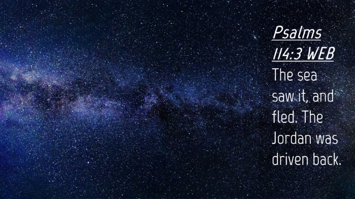 Picture 04 - Psalms 114:3 WEB Desktop Wallpaper - The sea saw it, and fled. The Jordan was driven - Desktop Bible Verse Wallpaper