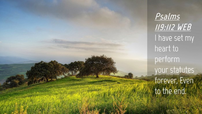 Picture 04 - Psalms 119:112 WEB Desktop Wallpaper - I have set my heart to perform your statutes - Desktop Bible Verse Wallpaper