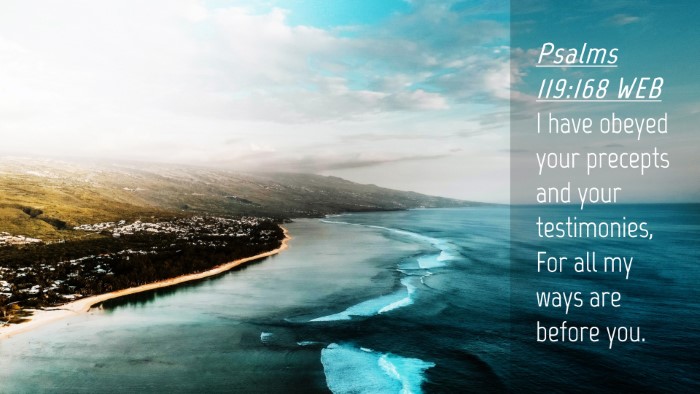 Picture 04 - Psalms 119:168 WEB Desktop Wallpaper - I have obeyed your precepts and your testimonies, - Desktop Bible Verse Wallpaper