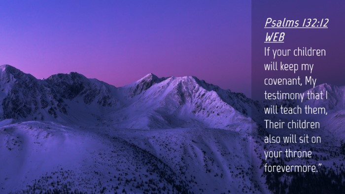 Picture 04 - Psalms 132:12 WEB Desktop Wallpaper - If your children will keep my covenant, My - Desktop Bible Verse Wallpaper