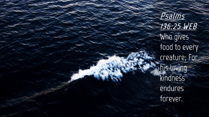 Picture 04 - Psalms 136:25 WEB Desktop Wallpaper - Who gives food to every creature; For his loving - Desktop Bible Verse Wallpaper