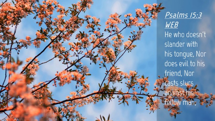 Picture 04 - Psalms 15:3 WEB Desktop Wallpaper - He who doesn't slander with his tongue, Nor does - Desktop Bible Verse Wallpaper