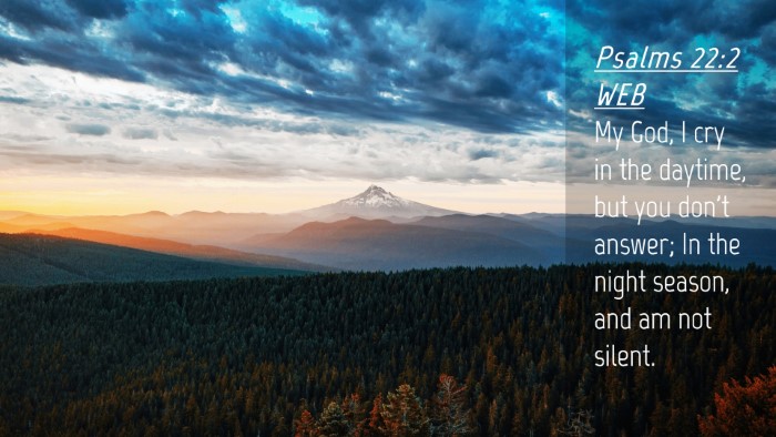 Picture 04 - Psalms 22:2 WEB Desktop Wallpaper - My God, I cry in the daytime, but you don't - Desktop Bible Verse Wallpaper