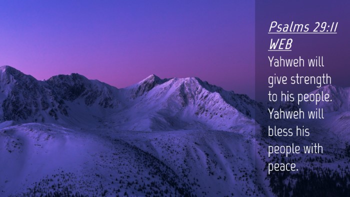 Picture 04 - Psalms 29:11 WEB Desktop Wallpaper - Yahweh will give strength to his people. Yahweh - Desktop Bible Verse Wallpaper