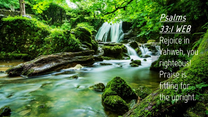 Picture 04 - Psalms 33:1 WEB Desktop Wallpaper - Rejoice in Yahweh, you righteous! Praise is - Desktop Bible Verse Wallpaper