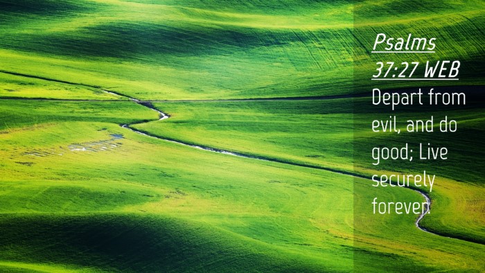 Picture 04 - Psalms 37:27 WEB Desktop Wallpaper - Depart from evil, and do good; Live securely - Desktop Bible Verse Wallpaper