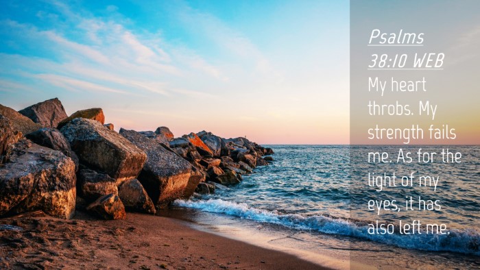 Picture 04 - Psalms 38:10 WEB Desktop Wallpaper - My heart throbs. My strength fails me. As for the - Desktop Bible Verse Wallpaper