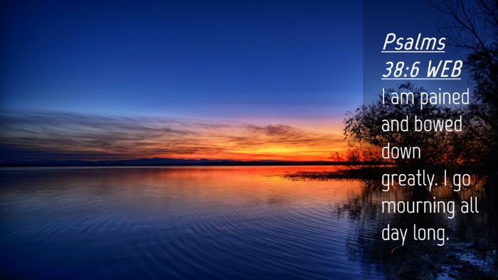 Picture 04 - Psalms 38:6 WEB Desktop Wallpaper - I am pained and bowed down greatly. I go mourning - Desktop Bible Verse Wallpaper