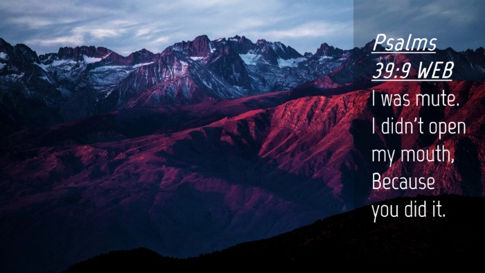 Picture 04 - Psalms 39:9 WEB Desktop Wallpaper - I was mute. I didn't open my mouth, Because you - Desktop Bible Verse Wallpaper