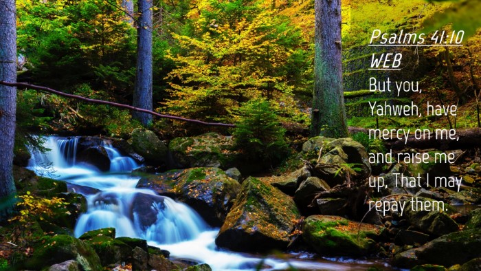 Picture 04 - Psalms 41:10 WEB Desktop Wallpaper - But you, Yahweh, have mercy on me, and raise me - Desktop Bible Verse Wallpaper