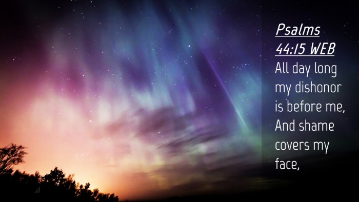 Picture 04 - Psalms 44:15 WEB Desktop Wallpaper - All day long my dishonor is before me, And shame - Desktop Bible Verse Wallpaper
